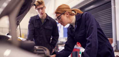 Image - Male And Female Students Looking At Car Engine On Auto Mechanic Apprenticeship Course At College